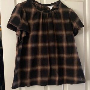 Time and Tru Black & Brown Plaid Shirt